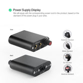 Solong P162 Mini Tattoo Power Supply, showing front and back views with ports. Compatible with Australian, British, EU, and American power plugs.